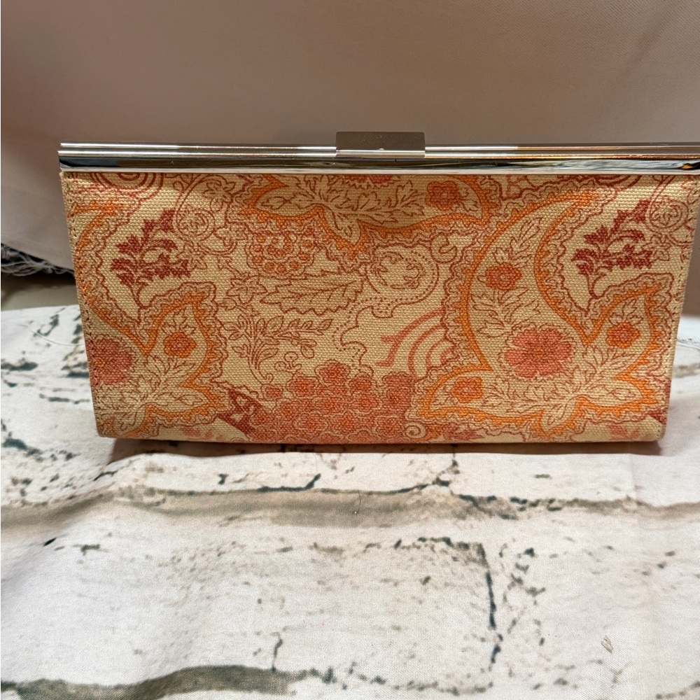Banana Republic Paisley Clutch in Orange and Cream